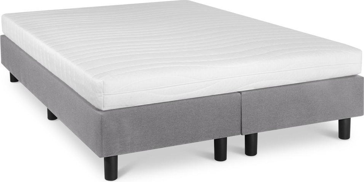 Boxspring Student Basic Lichtgrijs - 140x210 cm - Comfort Foam Matras - Bedworld B.V.
