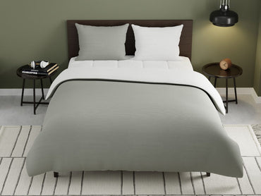 Dekbedovertrekset Double Face – Lichtgrijs & Wit - Bedworld B.V.