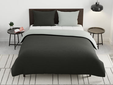 Dekbedovertrekset Double Face – Antraciet & Wit - Bedworld B.V.