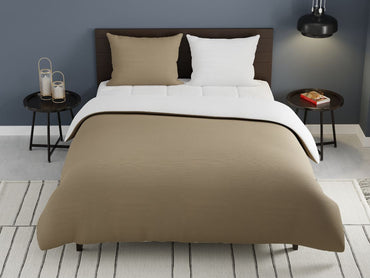Dekbedovertrekset Double Face – Taupe & gebroken wit - Bedworld B.V.