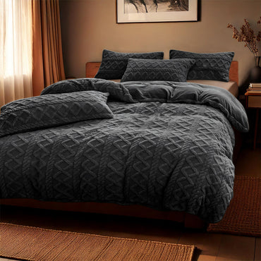 Dekbedovertrekset Jacquard Teddy – Antraciet - Bedworld B.V.