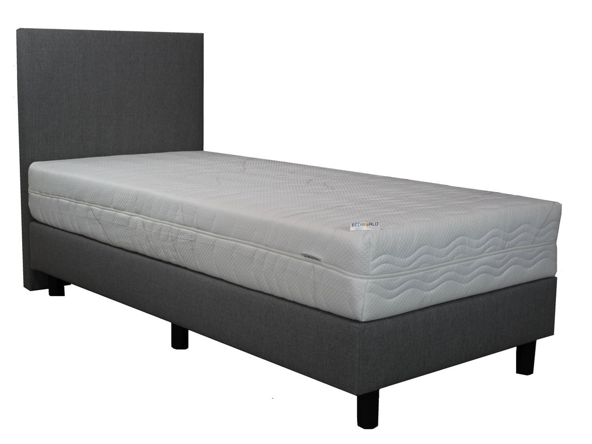 Boxspring 1 Persoons Grijs Matras - Budget met pocket koudschuim - 100 x 220 cm - Bedworld B.V.