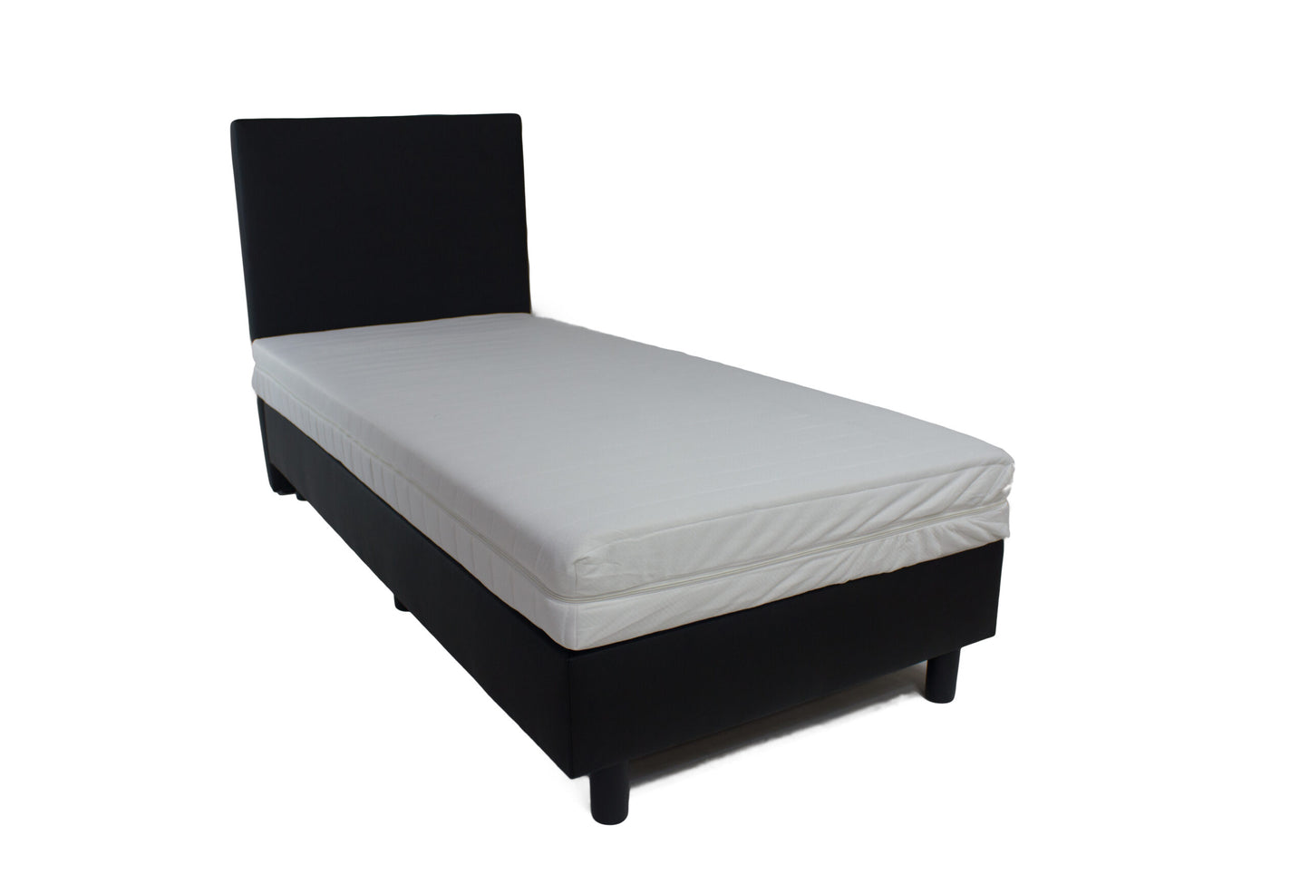 Eenpersoons Boxspring Basic 90x200 cm - Zwart - Inclusief Koudschuim Matras HR37 - Bedworld B.V.