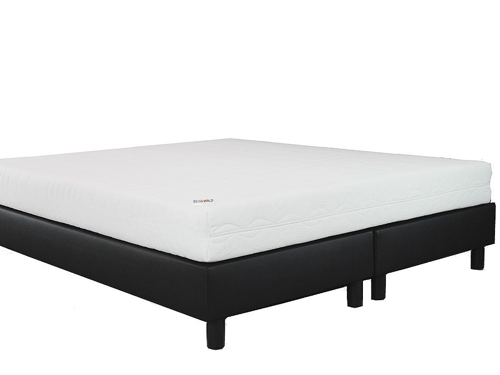 Budget Boxspring 120x200 Skai zwart inclusief matras pocket koudschuim - Bedworld B.V.
