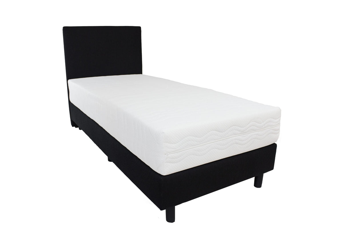 Budget Boxspring Zwart 1 Persoons 90x210 cm met Pocket Koudschuim Matras - Bedworld B.V.