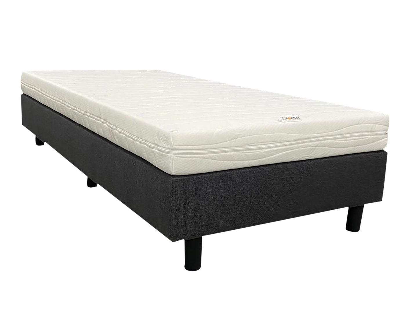 Boxspring antraciet 90x180 inclusief logeer matras hard ligcomfort - Bedworld B.V.