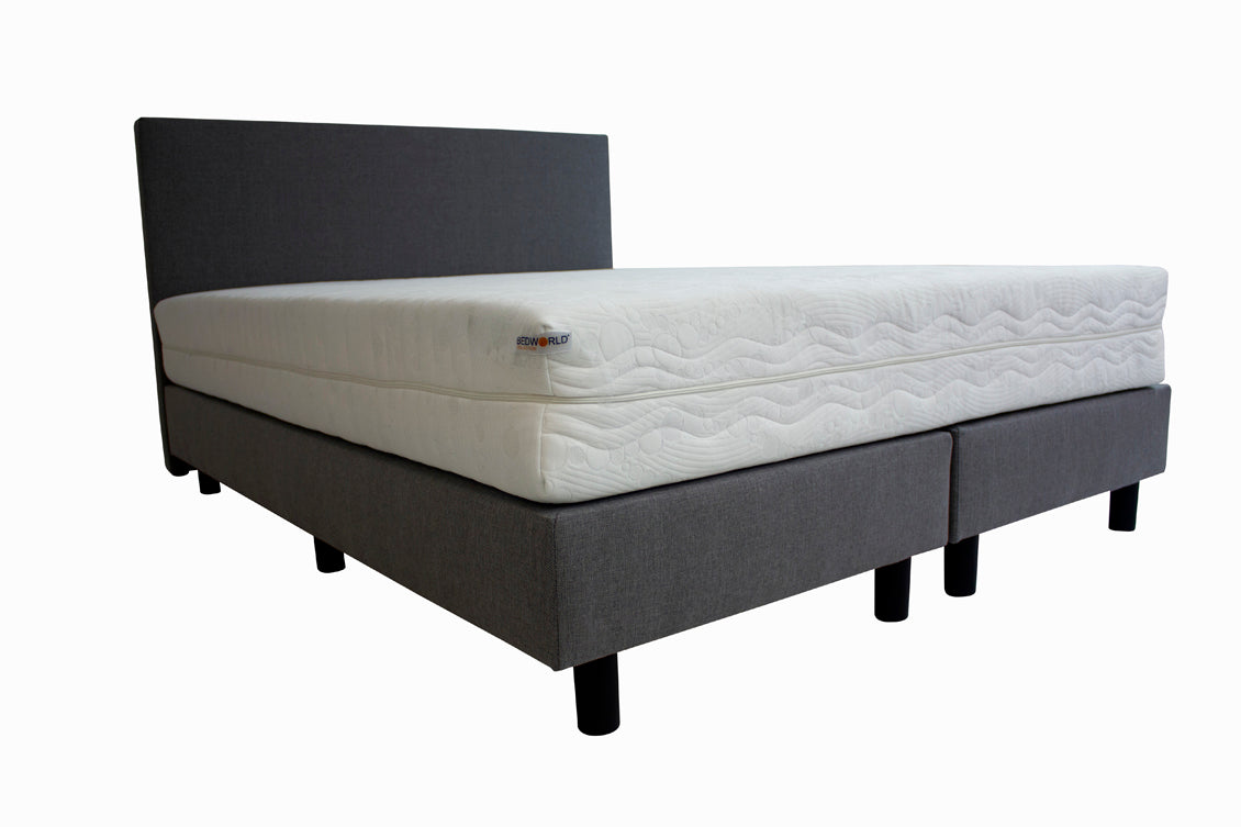 Hotel boxspring grijs inclusief matras 140x200 cm - Bedworld B.V.