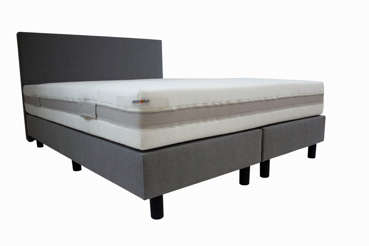 Budget Boxspring grijs inclusief micropocketmatras HR55 120x200 cm - Bedworld B.V.