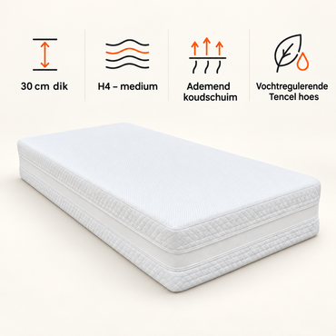 Koudschuim Tencel Matras – H4 – Medium – 30 cm dik