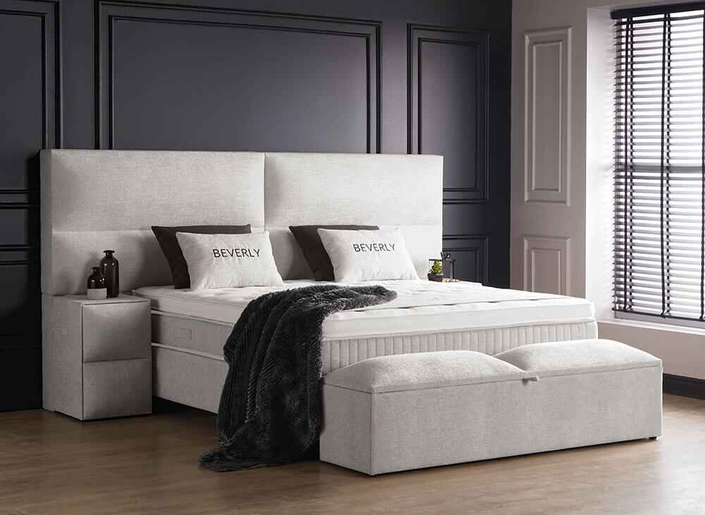 Opberg Boxspring Beverly – Licht beige - Bedworld B.V.