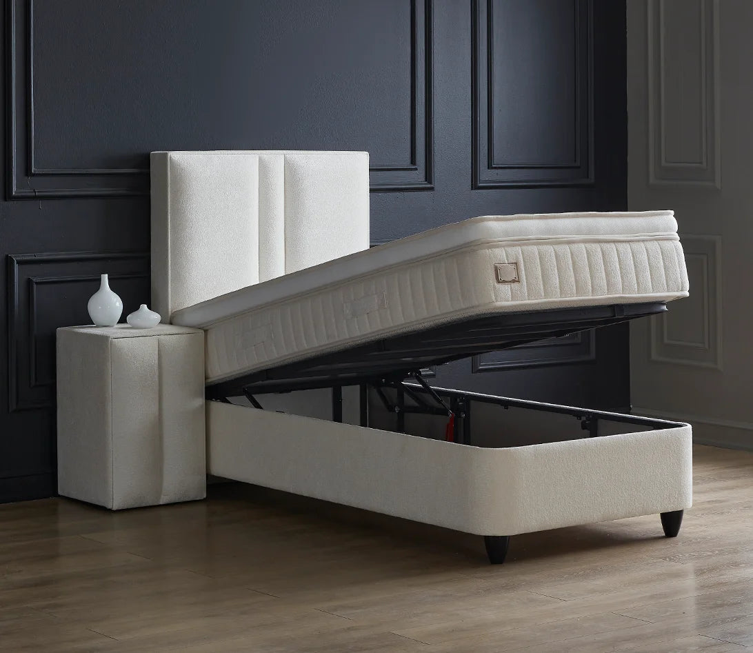 Opberg Boxspring Aura 90x200 Wit - Bedworld B.V.