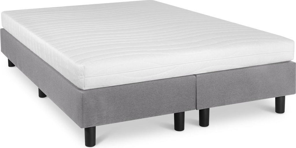 Boxspring Student Basic Lichtgrijs - 140x210 cm - Comfort Foam Matras - Bedworld B.V.