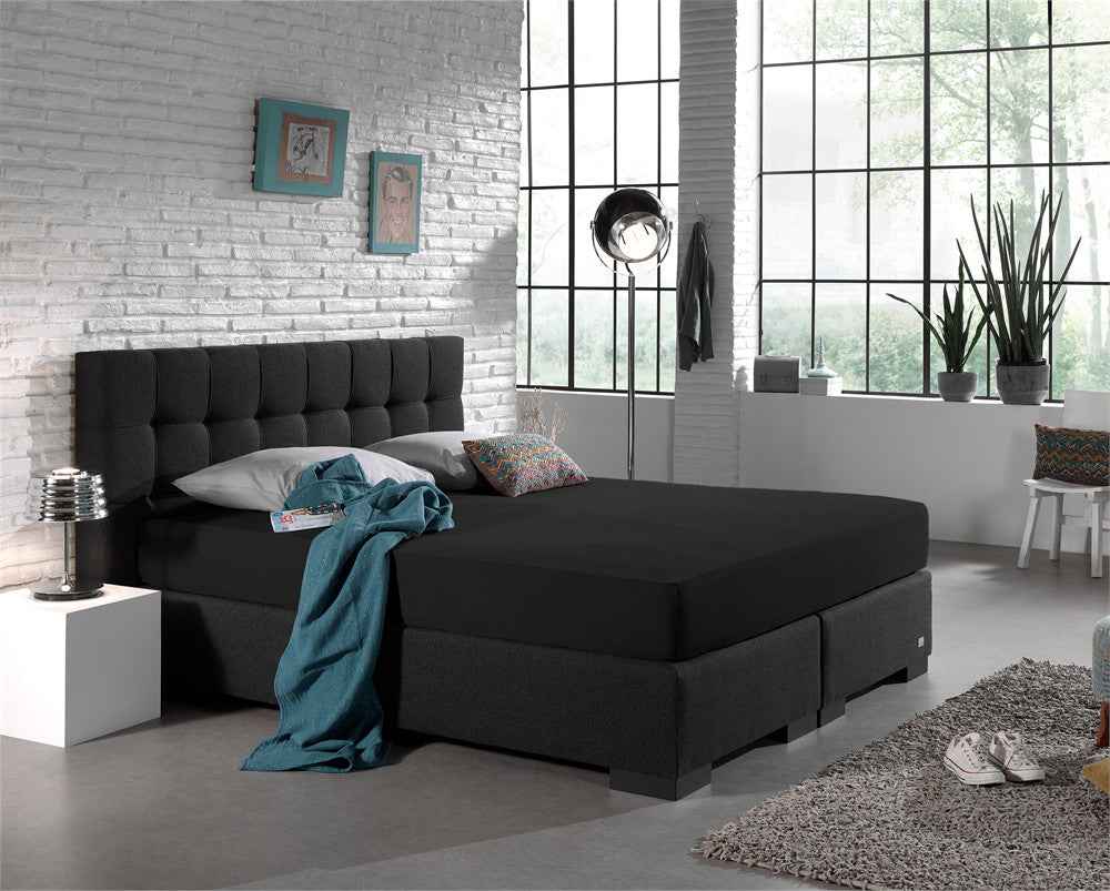 Dubbel Jersey 220 gr. Hoeslaken Zwart 160/180 x 200/220