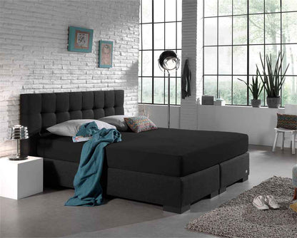 Dubbel Jersey 220 gr. Hoeslaken Zwart 160/180 x 200/220