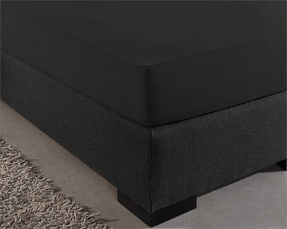 Double Jersey Fitted Sheet Black 220 gsm - 160/180 x 200/220