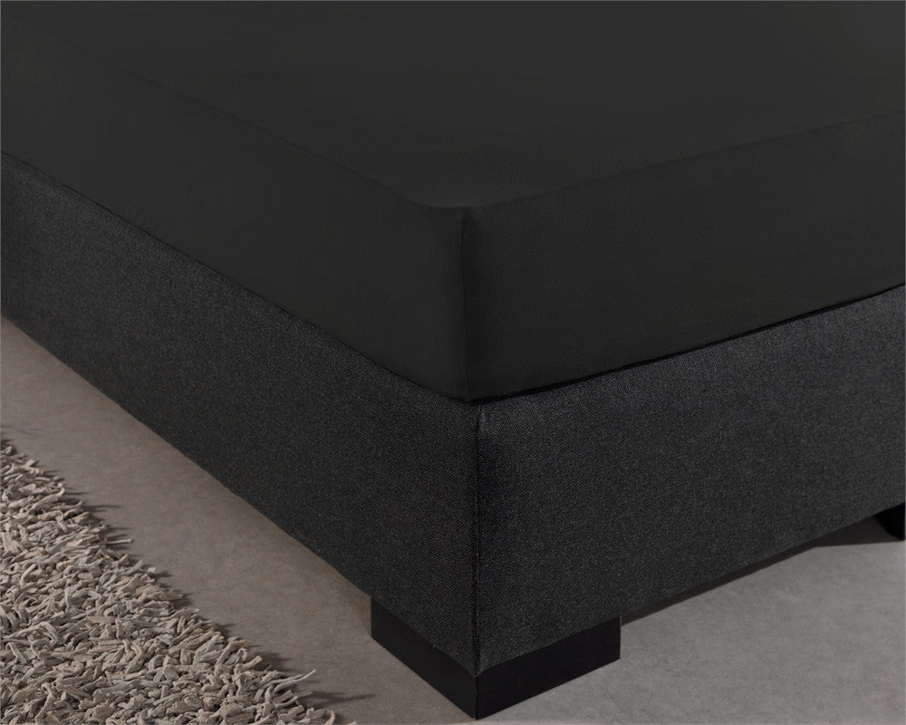 Double Jersey Fitted Sheet Black 220 gsm - 190/200 x 220/230