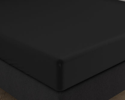 Double Jersey Fitted Sheet Black 220 gsm - 190/200 x 220/230