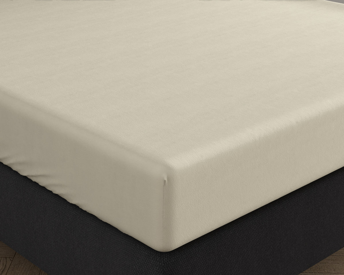 Double Jersey Fitted Sheet Cream 220 gsm - 140 x 200/220