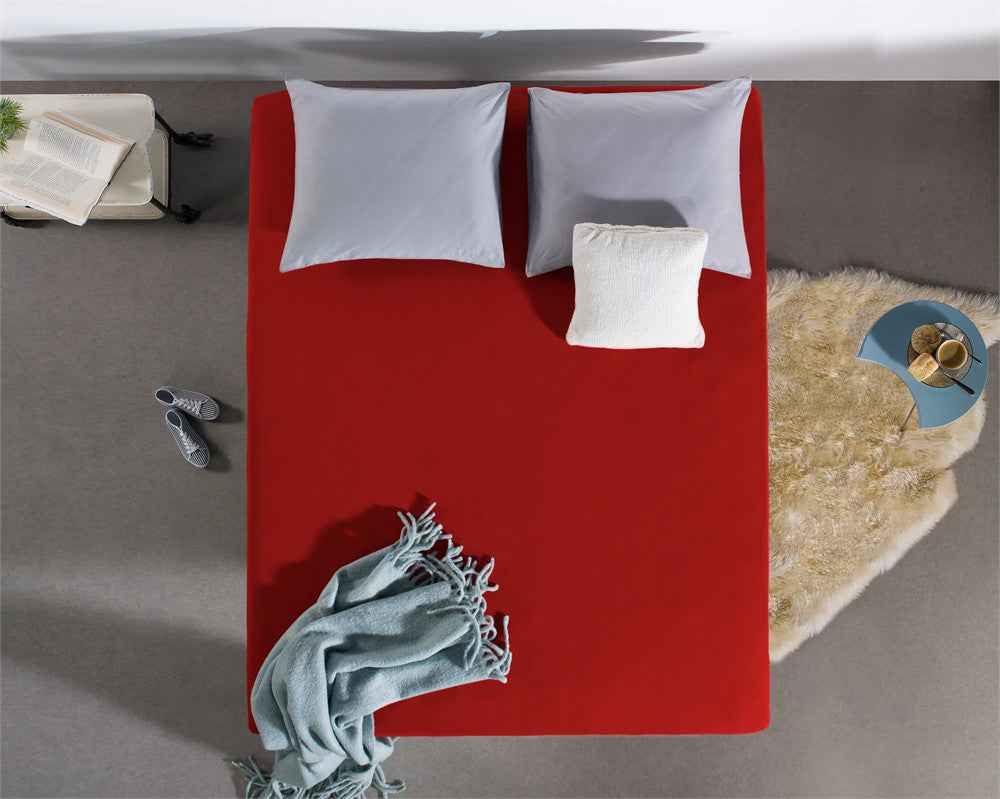 Dubbel Jersey 220 gr. Hoeslaken Rood 160/180 x 200/220