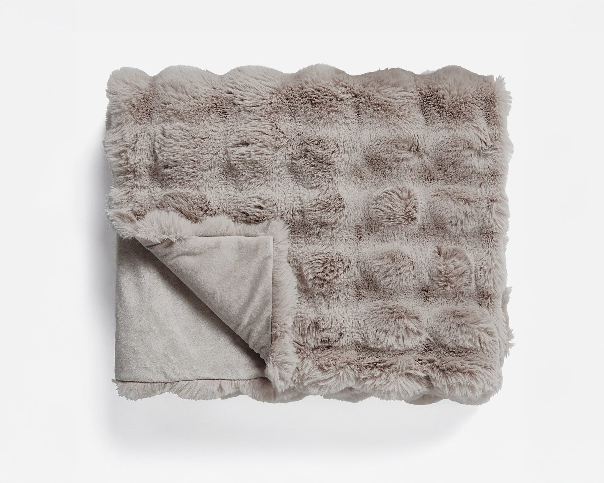 Pom Rabbit Fur plaid Taupe/Rose 150 x 200 - Bedworld B.V.