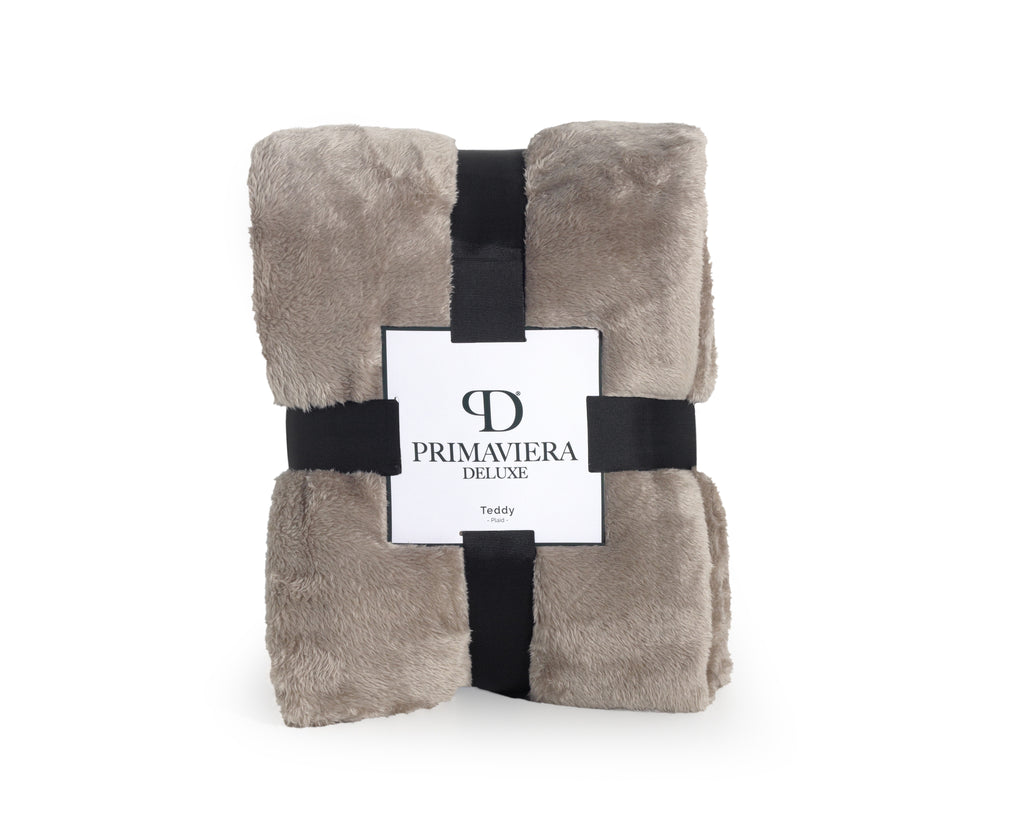 Teddy plaid Diep Taupe 150 x 200 - Bedworld B.V.