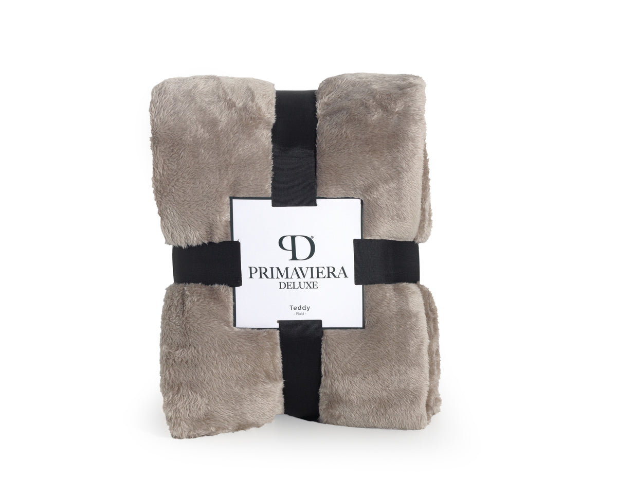 Teddy plaid Diep Taupe 150 x 200 - Bedworld B.V.