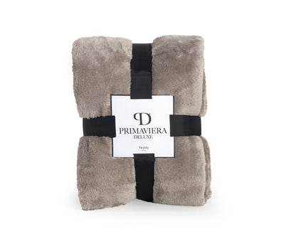 Teddy plaid Diep Taupe 150 x 200 - Bedworld B.V.