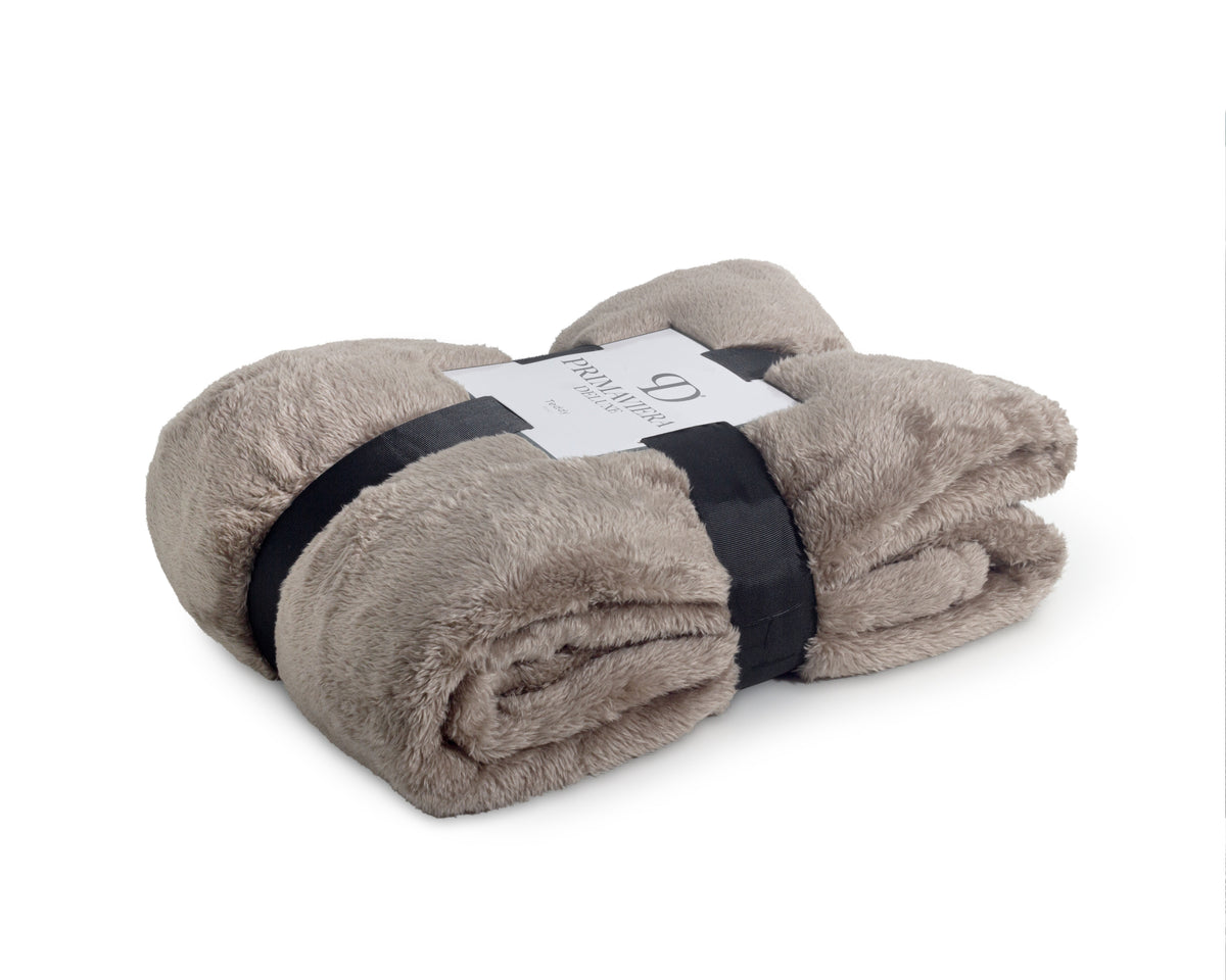 Teddy plaid Diep Taupe 150 x 200 - Bedworld B.V.