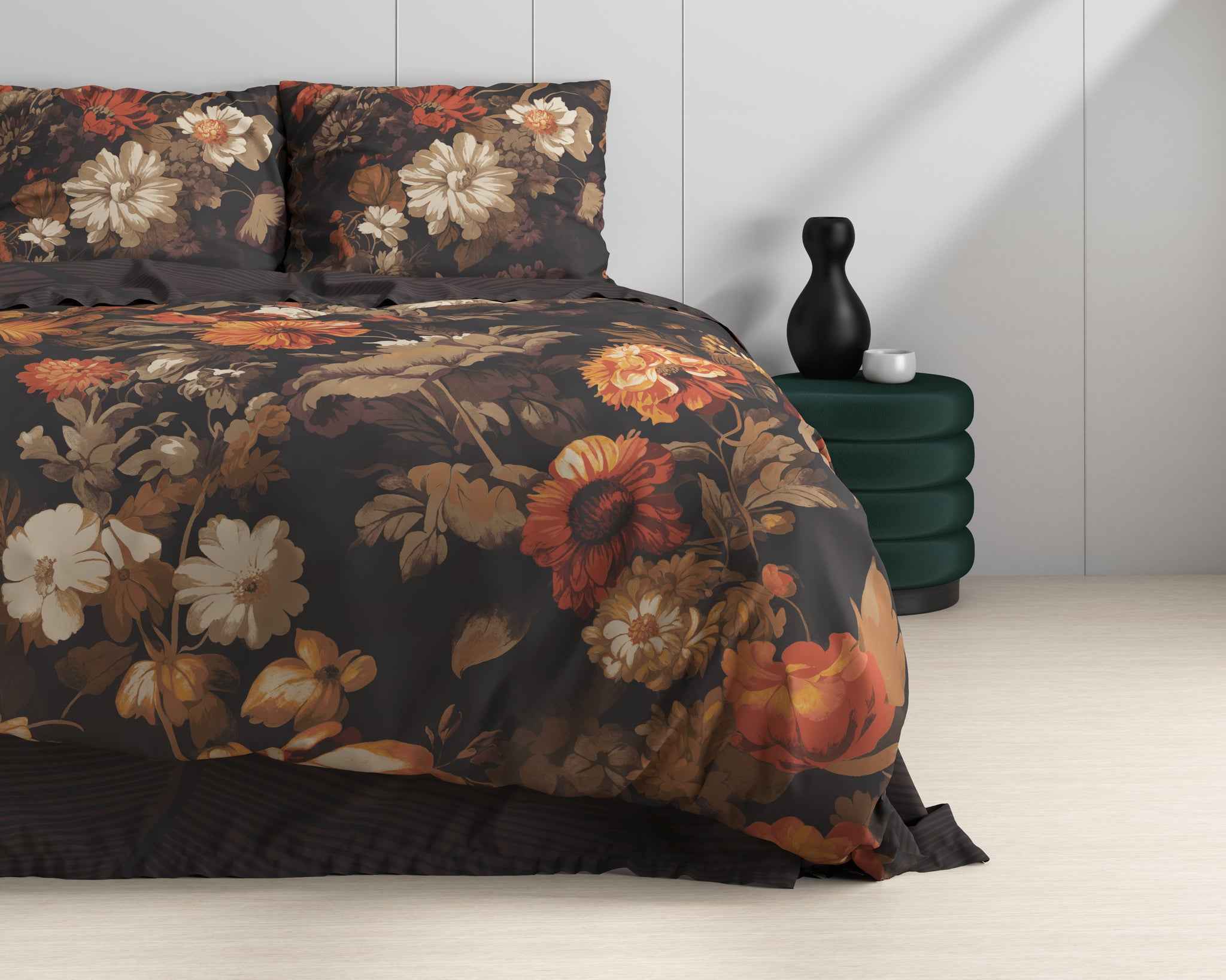 Art flowers Bruin 200X200/220 + 2 x kussenslopen 60x70