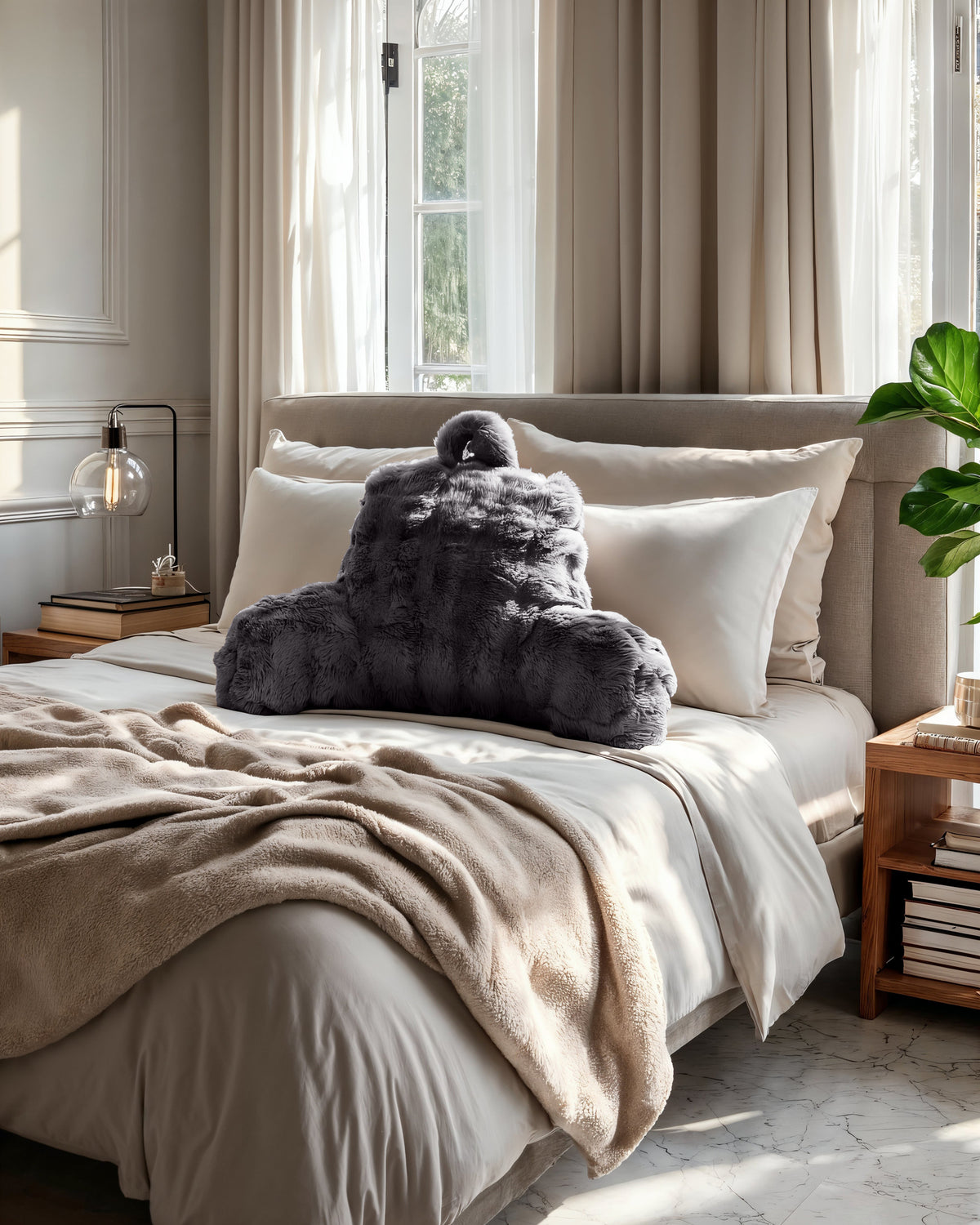 Bedrest Pompom Antraciet 34 x 50 - Bedworld B.V.