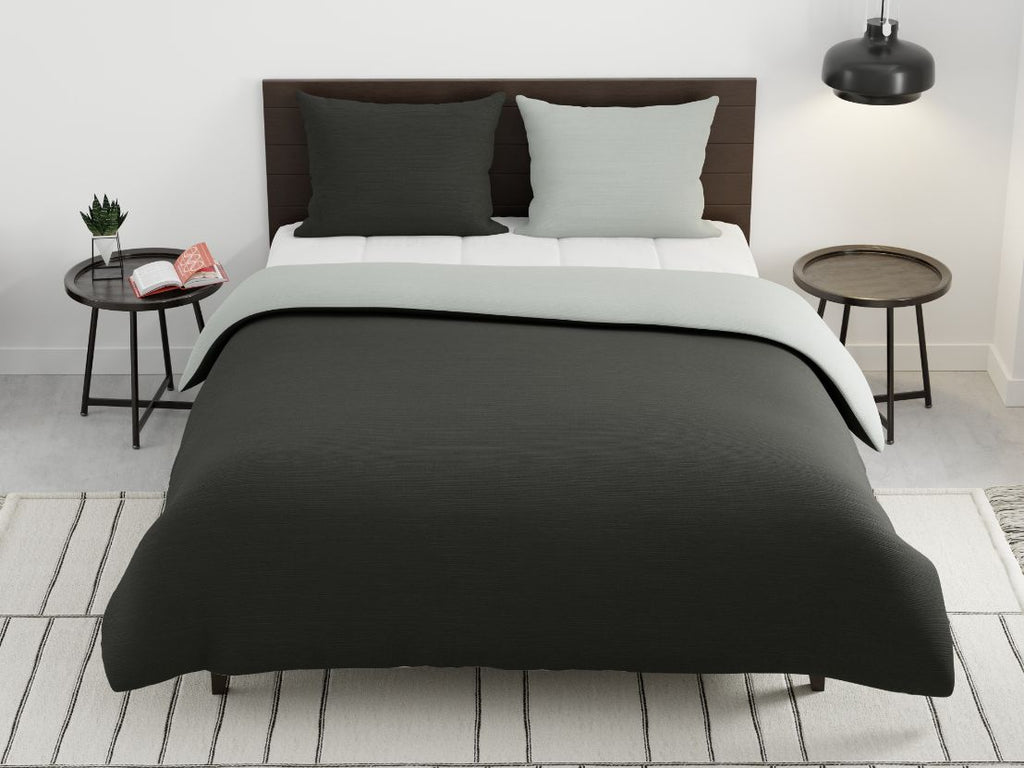 Dekbedovertrekset  Double Face - Antraciet & Wit - Bedworld B.V.