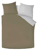 Dekbedovertrekset  Double Face - Taupe & Gebroken Wit - Bedworld B.V.