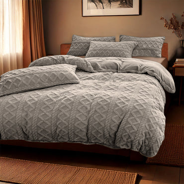 Dekbedovertrekset Jacquard Teddy – Stone - Bedworld B.V.