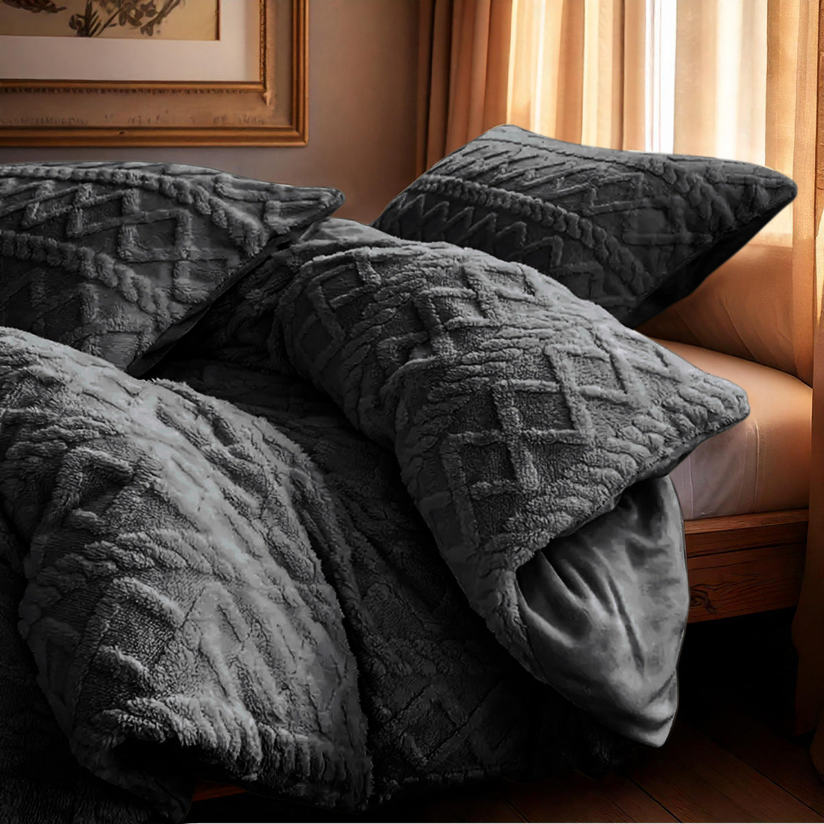 Dekbedovertrekset Jacquard Teddy Antraciet - Bedworld B.V.