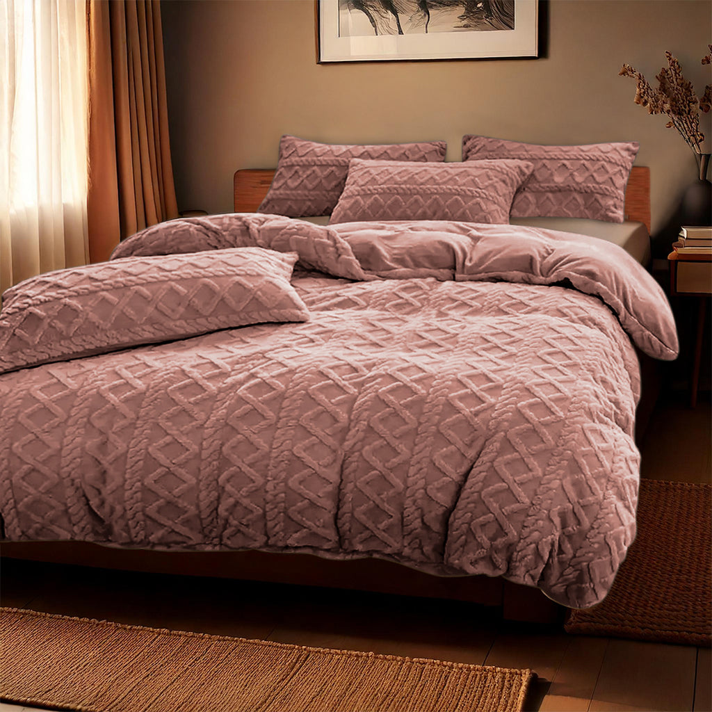Dekbedovertrekset Jacquard Teddy Peach - Bedworld B.V.