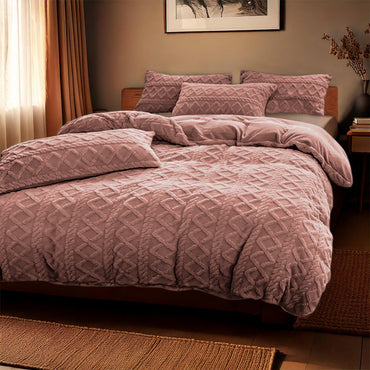 Dekbedovertrekset Jacquard Teddy – Peach - Bedworld B.V.