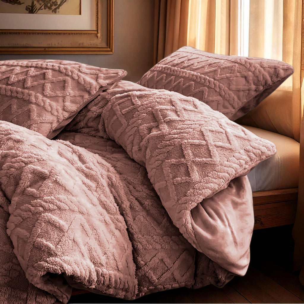 Dekbedovertrekset Jacquard Teddy Peach - Bedworld B.V.