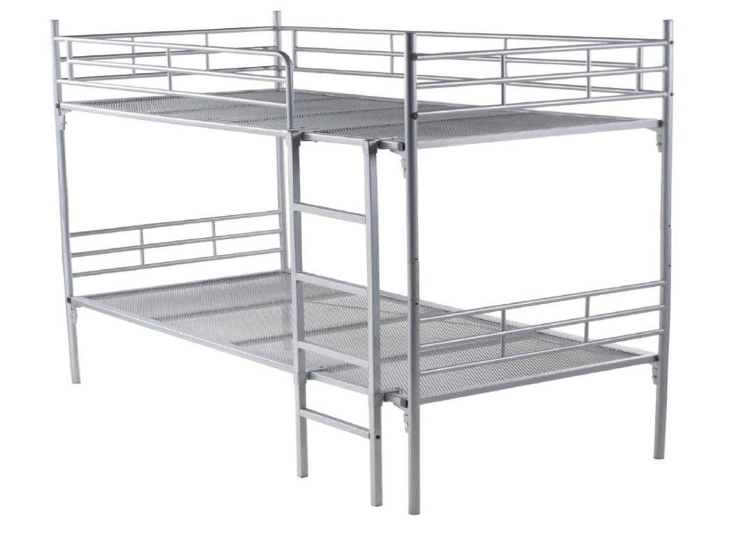 Stapelbed 90x200 cm – Spiraalbodem – Zilver - Bedworld B.V.