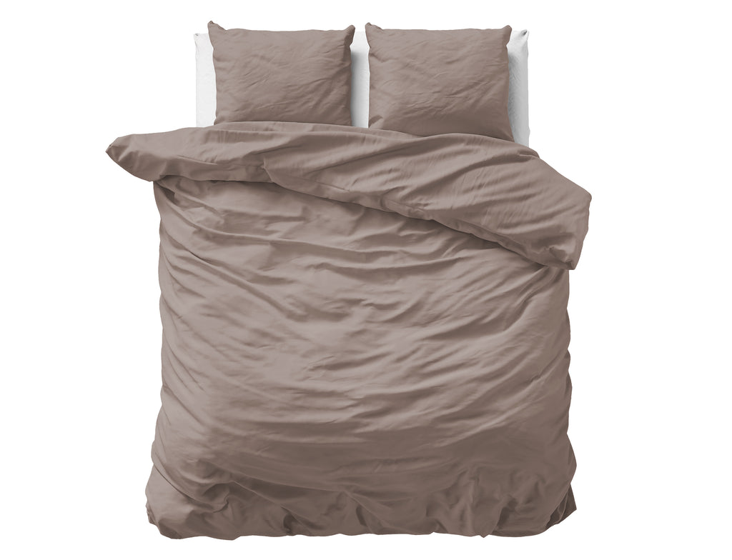 Uni Satijn Taupe - Katoen/Satijn - Dekbedovertrek - Bedworld B.V.