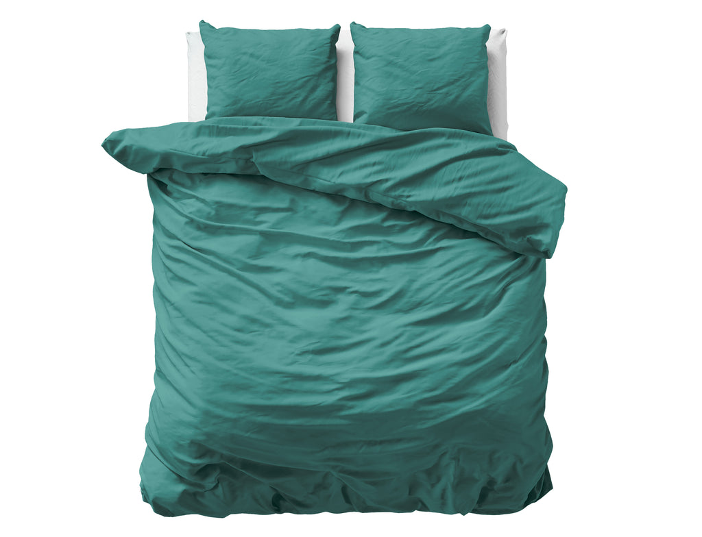 Uni Satijn Donker Groen - Katoen/Satijn - Dekbedovertrek - Bedworld B.V.