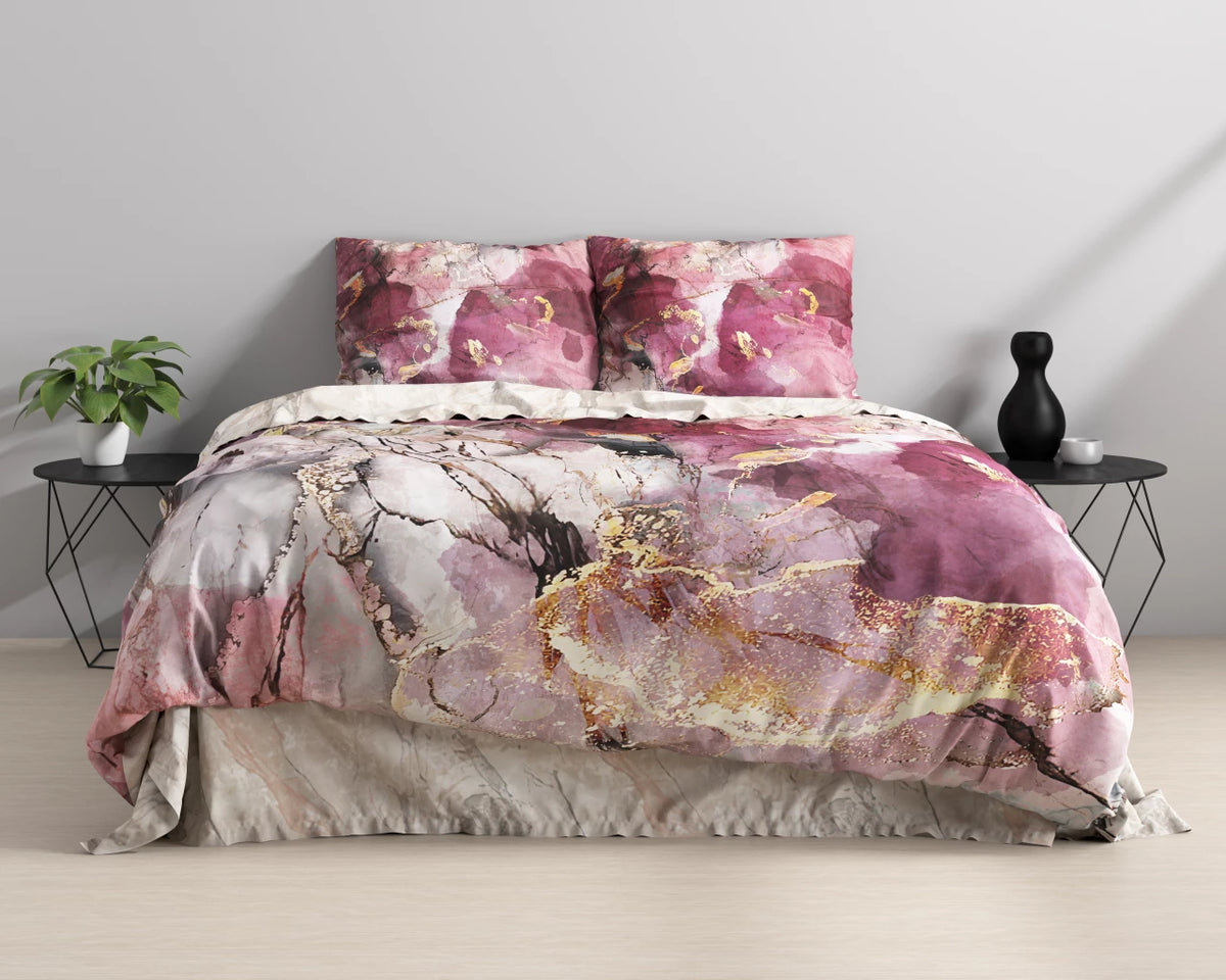 Breccia Roze Katoen Satijn Dekbedovertrek - Bedworld B.V.