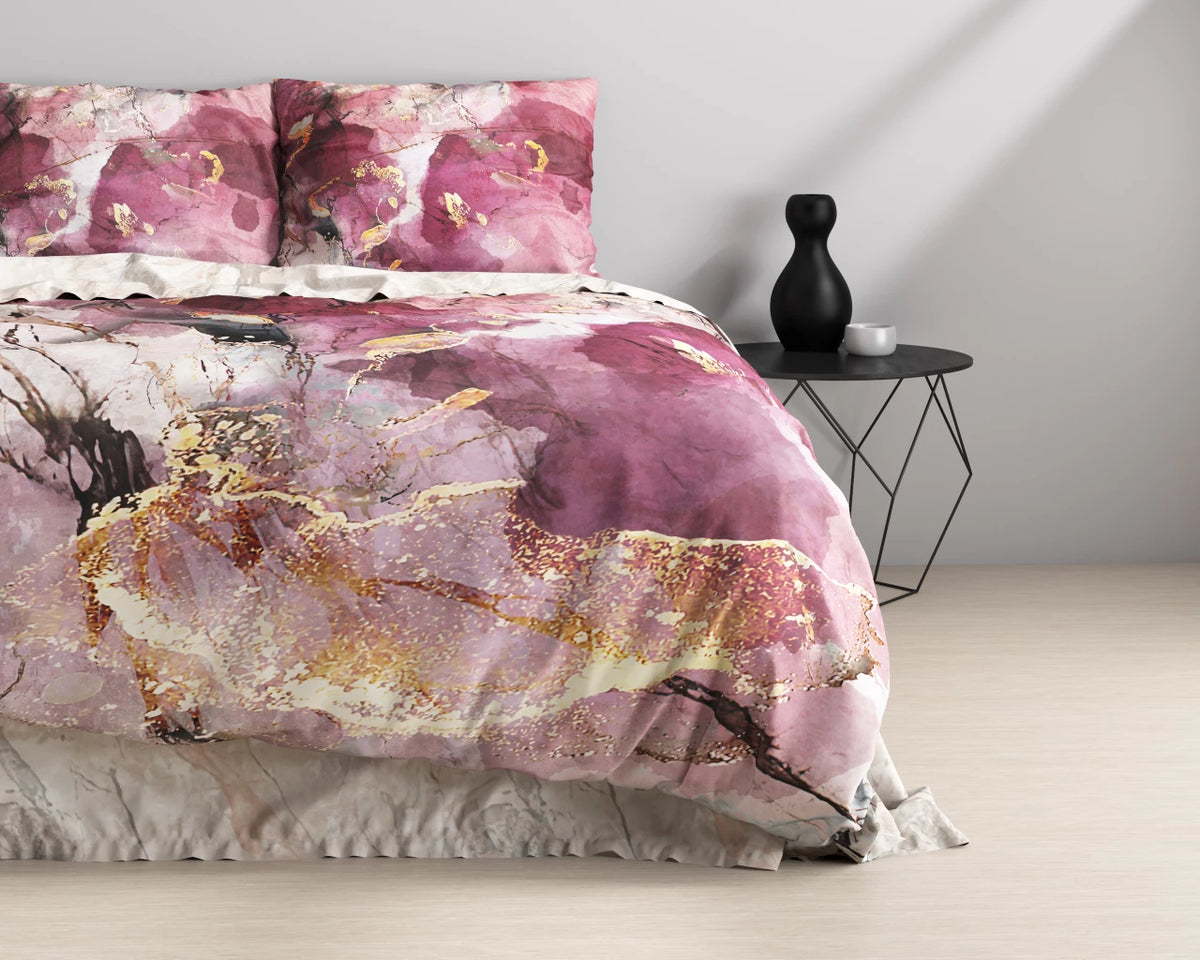 Breccia Roze Katoen Satijn Dekbedovertrek - Bedworld B.V.