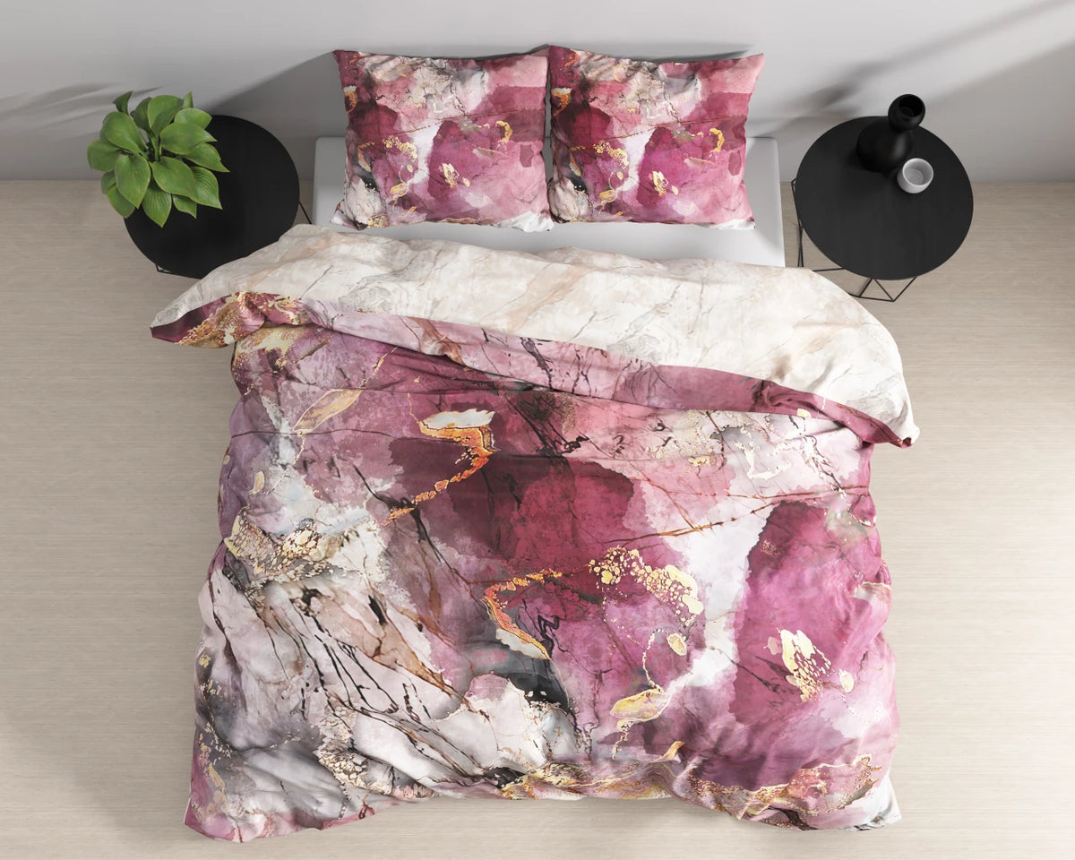 Breccia Roze Katoen Satijn Dekbedovertrek - Bedworld B.V.