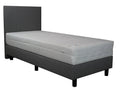 Boxspring 1 persoons Grijs inclusief Pocket Koudschuim matras 100x220cm - Bedworld B.V.