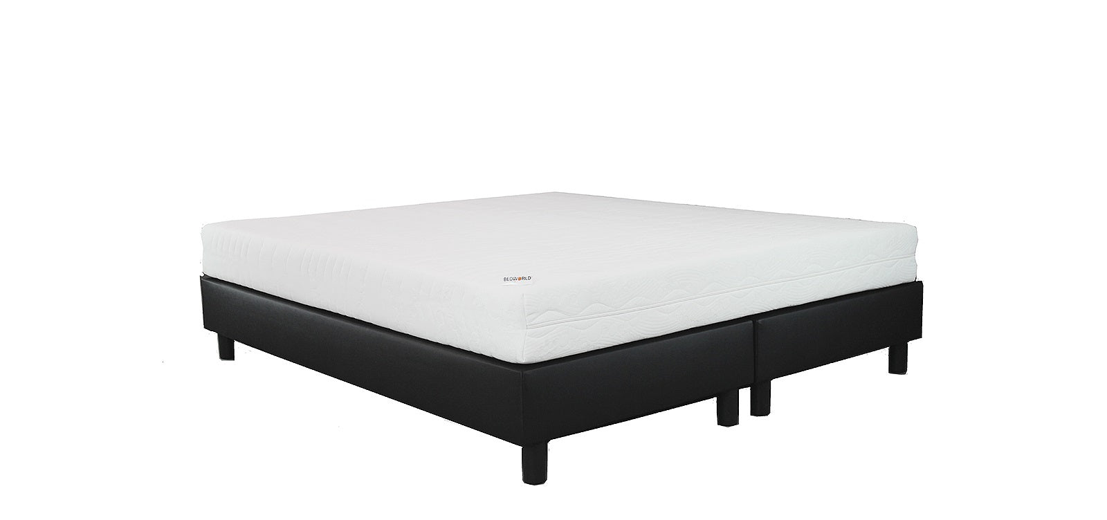 Budget Boxspring 160x200 Skai zwart inclusief matras - Bedworld B.V.