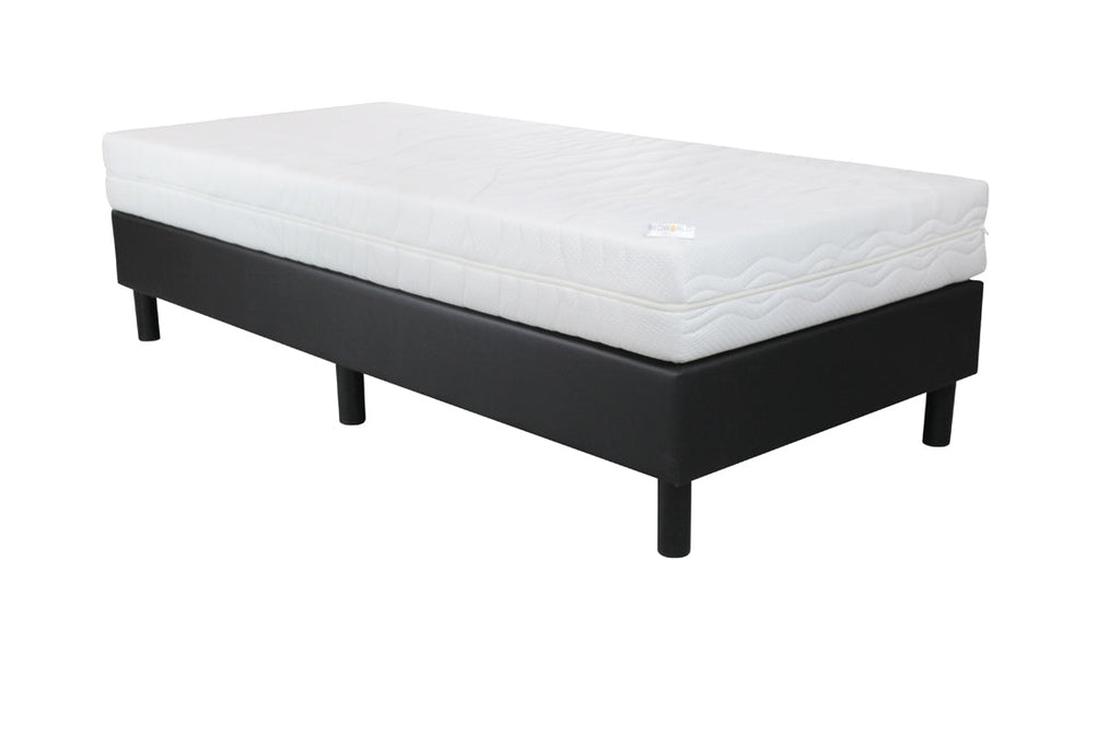 Boxspring 80x200 Skai zwart inclusief Matras Pocket Koudschuim - Bedworld B.V.