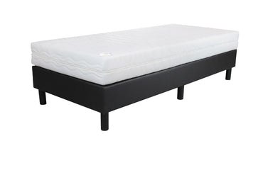 Budget Boxspring 90x200 cm - Zwart Skai - Inclusief Pocket Koudschuim Matras - Bedworld B.V.