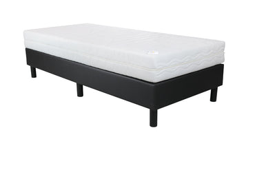 Budget Boxspring 90x200 cm - Zwart Skai - Inclusief Pocket Koudschuim Matras - Bedworld B.V.