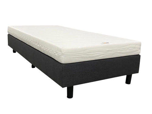 Boxspring antraciet 80x180 inclusief logeer matras hard ligcomfort - Bedworld B.V.