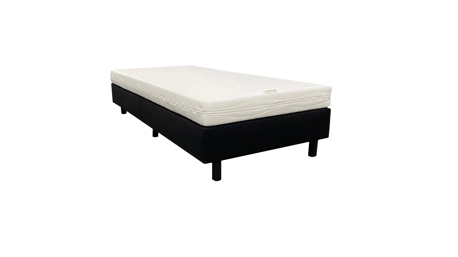 Budget Boxspring 90x200 cm - Zwart - Inclusief Logeermatras met Stevig Ligcomfort - Bedworld B.V.